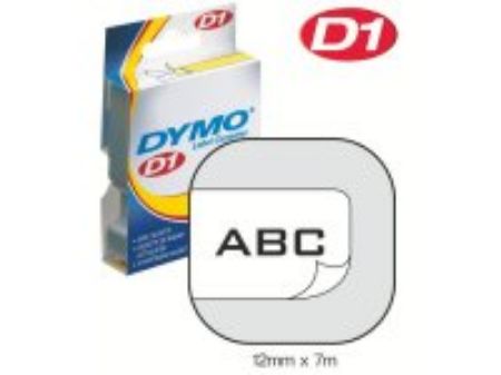 Afbeeldingen van DYMO tape D1 12mm x 7 m wit-zwart