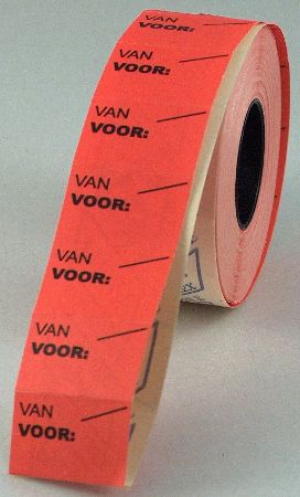 Afbeeldingen van Van/Voor etiket 26x16 mm, Fluor Rood, Permanent