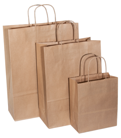 Afbeeldingen van Papieren draagtas bruin 32+12x41cm twisted handvat - 200stuks