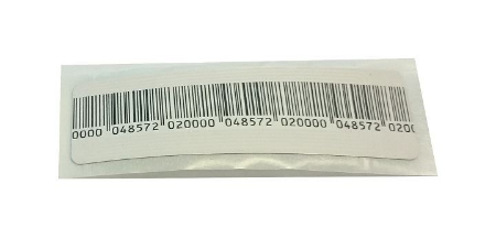 Afbeeldingen van EAS RF label 19x65mm 8.2Mhz, wit met barcode