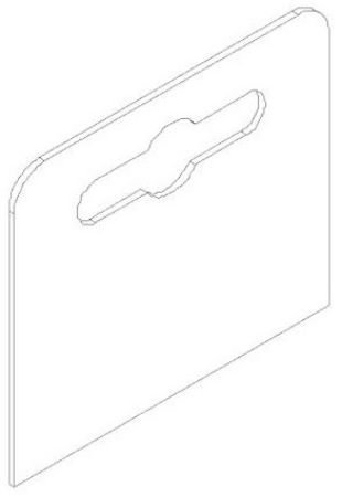 Technische illustratie van hangtab met gesloten haak 50x50mm