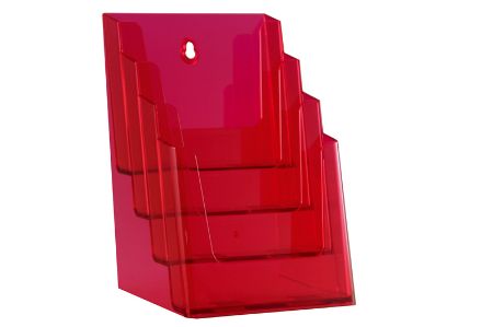 Afbeeldingen van Folderhouder meervoudig 4 vaks A5 Neon Red