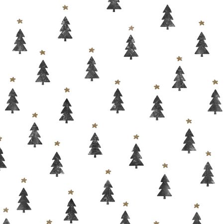 Afbeeldingen van Tiny Trees White/Black 200m - Coated cadeaupapier