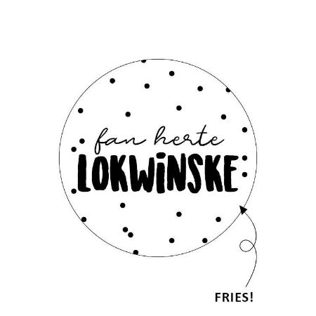 Afbeeldingen van Wensetiket rond 40mm - Fan Herte Lokwinske, Wit/Zwart