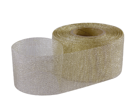 Afbeeldingen van Lucente lint 50mm - Goud - glitter