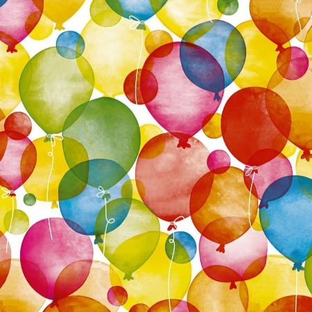 Watercolour Balloons 50cm (200m) - Coated cadeaupapier