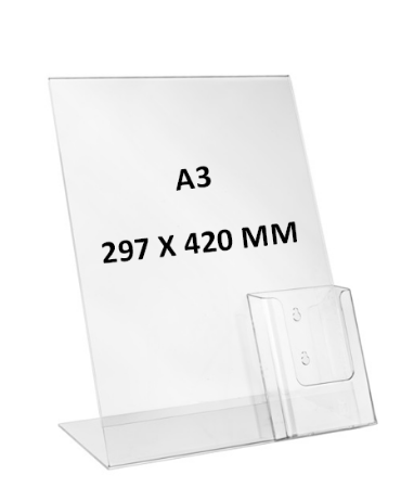 Kaarthouder L-standaard A3 met folderhouder 1/3 A4