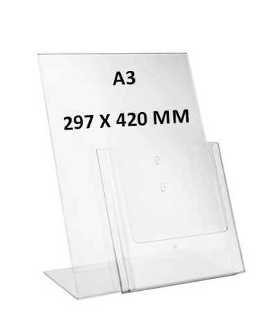 Kaarthouder L-standaard A3 met folderhouder A4