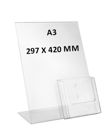 Kaarthouder L-standaard A3 met folderhouder A5