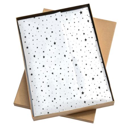 Zijde vloeipapier - Little stars zwart 50x70cm