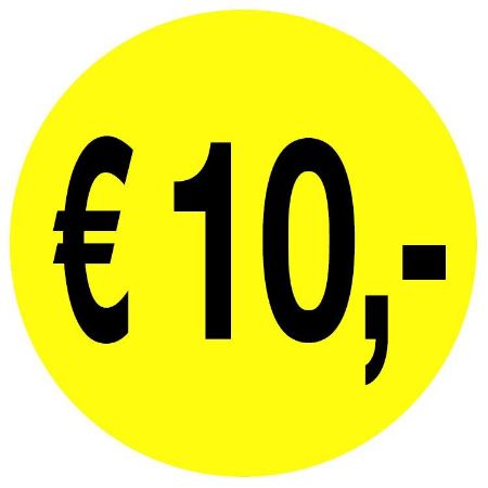 Actie sticker euro 10,- 35mm, permanent