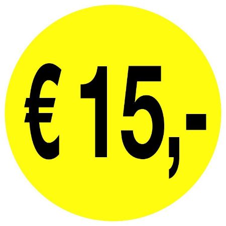 Actie sticker euro 15,- 35mm, permanent