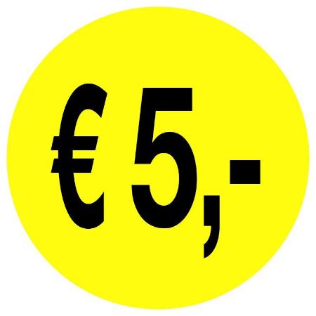 Actie sticker euro 5,- 35mm, permanent