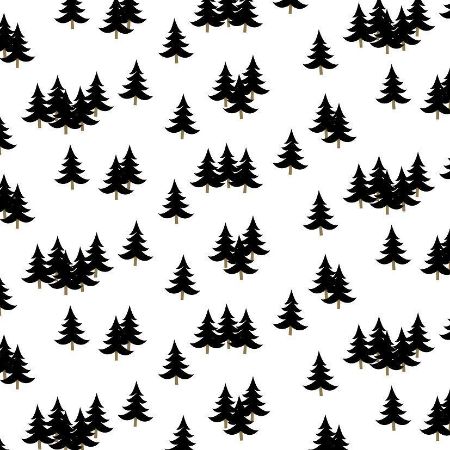 Afbeeldingen van Coated cadeaupapier 70cm 200m - Trees black/gold