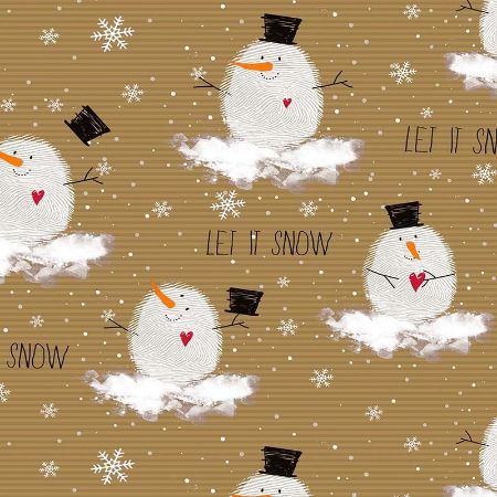 Afbeeldingen van Kraft cadeaupapier 30cm 250m - Cute snowman