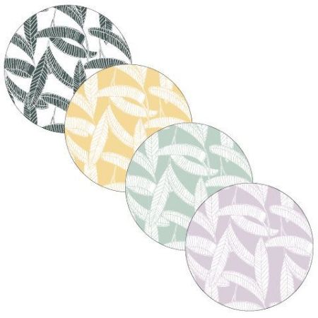 Sticker rond 40mm - Banana Leaves (assorti 4 kleuren) 250p/r