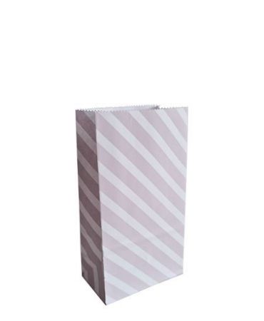 KP® Kraft papieren zakken - Diagonal lines lila-grijs 9x5x16cm
