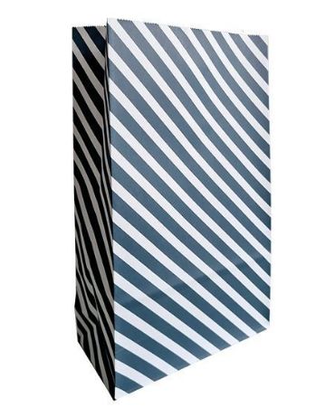 KP® Kraft papieren zakken - Diagonal lines blauw 18x8x30cm