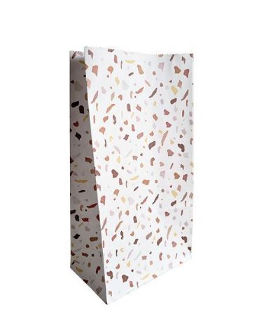 KP® Kraft papieren zakken - Terrazzo roze 14x8x26cm