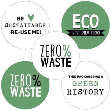 Sticker rond 40mm - Zero Waste (5 varianten) 250p/r