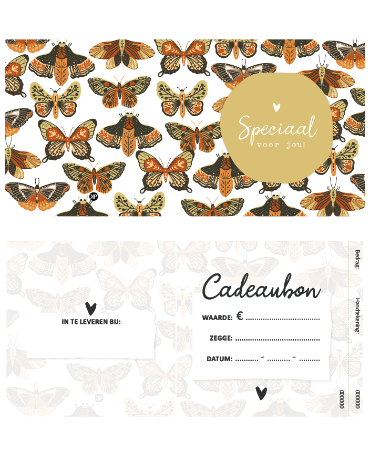 Cadeaubon - Speciaal voor jou, Butterflies 11x11cm - 50 stuks