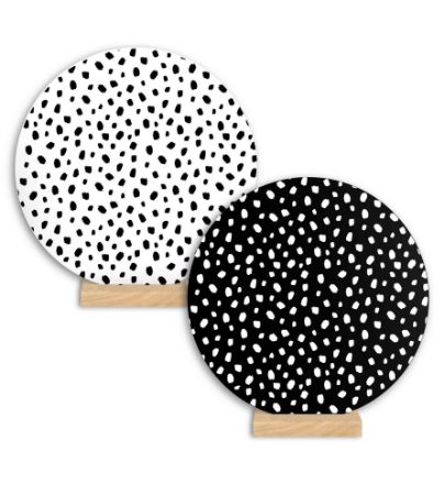 Wenscirkel 28cm - 101 Dots wit/zwart / 101 Dots zwart/wit - 5 stuks