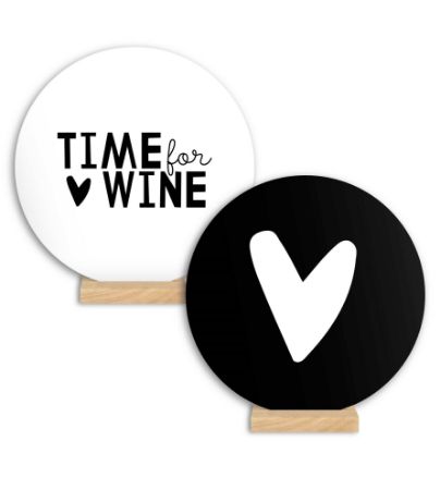 Wenscirkel 14cm - Time for wine / Hartje - 5 stuks