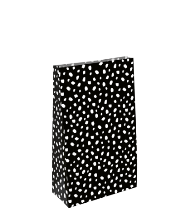 KP® Kraft papieren zakken - 101 Dots zwart/wit 14x8x26cm