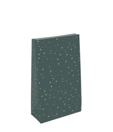 KP® Kraft papieren zakken - Sweet Confetti groen/goud 14x8x26cm