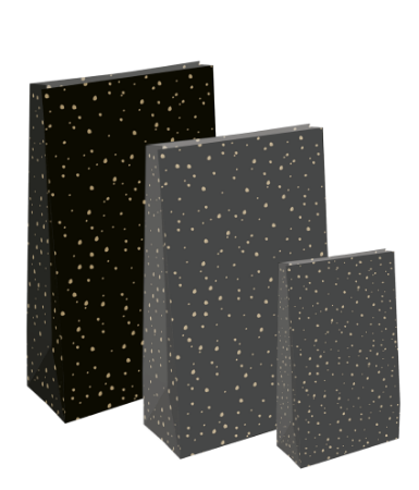 KP® Kraft papieren zakken - Sweet Confetti zwart/goud 18x8x30cm