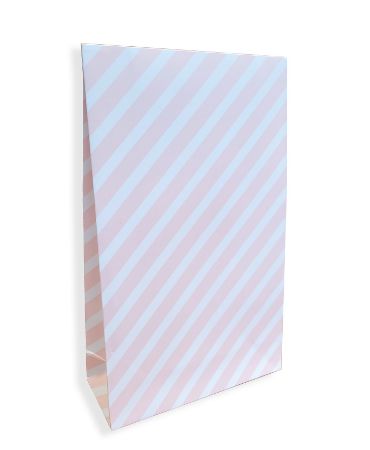 KP® Gift bag - Diagonal Lines roze/wit - 15 x 6 x 24,5 + 4cm, 25st