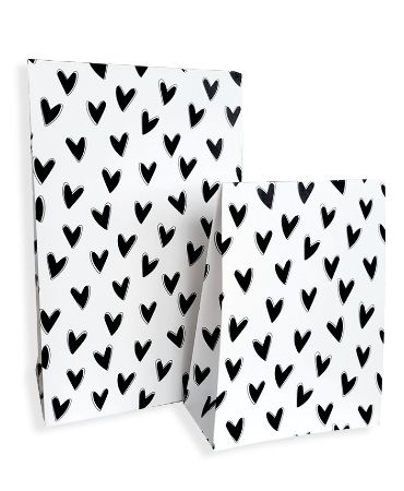 KP® Gift bag - Hartjes voor jou wit/zwart - 15 x 6 x 24,5 + 4cm, 25st