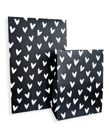 KP® Gift bag - Hartjes voor jou zwart/wit - 15 x 6 x 24,5 + 4cm, 25st