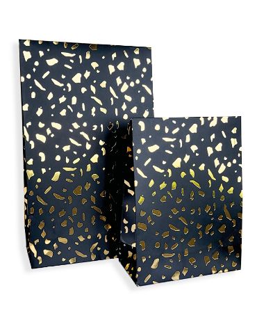 KP® Gift bag - Terrazzo zwart/goud - 15 x 6 x 24,5 + 4cm, 25st