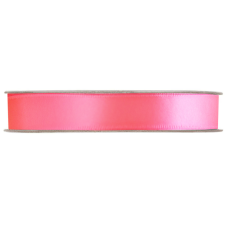 Satijnlint 15mm x 91m, Fluor roze