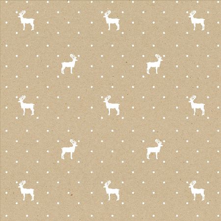 Afbeeldingen van ECO Kraft cadeaupapier 250m - Du monde reindeer eco white