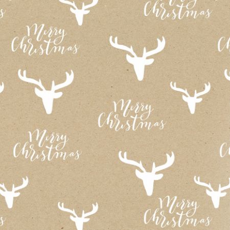 Afbeeldingen van ECO Kraft cadeaupapier 250m - Xmas silhouette eco white