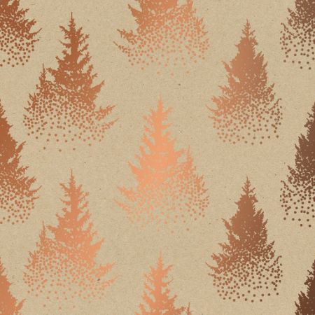 Afbeeldingen van ECO Kraft cadeaupapier 250m - Trees eco copper