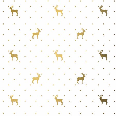 Afbeeldingen van Coated cadeaupapier 200m - Du Monde Reindeer Gold