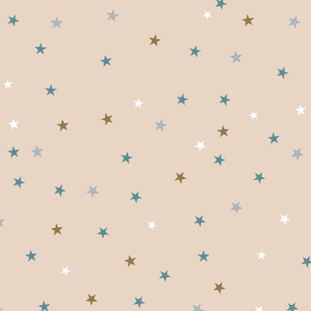 Afbeeldingen van Coated cadeaupapier 200m - Stars creme