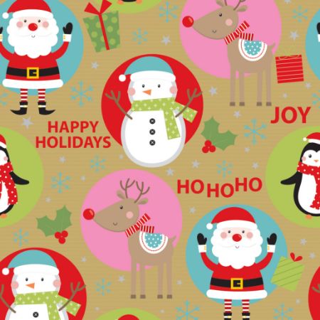 Afbeeldingen van Kraft cadeaupapier 250m - Happy Holidays craft