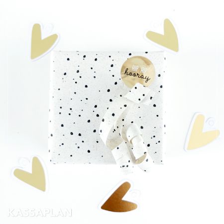 KP® Gras cadeaupapier 50cm 100m - Sweet Confetti zwart