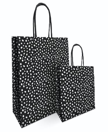 KP® Papieren tasjes - 101 Dots zwart/wit 18+8x22 cm