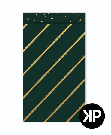 KP® Cadeauzakjes 12x19cm Diagonale streep groen/goud
