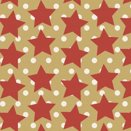 Afbeeldingen van Kraft cadeaupapier 250m - Stars in the sky red/white