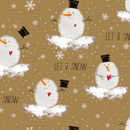 Afbeeldingen van Kraft cadeaupapier 250m - Cute snowman
