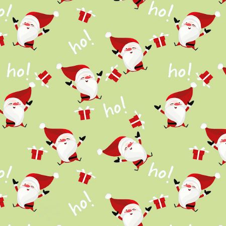 Afbeeldingen van Coated cadeaupapier 200m - Happy santa lightgreen
