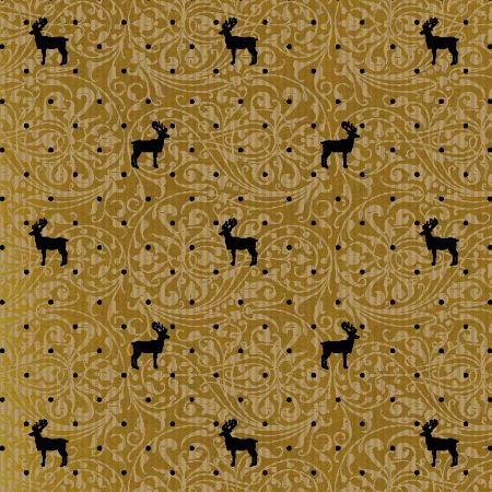 Afbeeldingen van Kraft cadeaupapier 60cm 250m - Du monde Reindeer gold/black