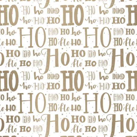 Afbeeldingen van Metallic cadeaupapier 40cm 100m - Xmas letters hohoho