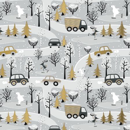 Afbeeldingen van Coated cadeaupapier 30cm 200m - Winterfun